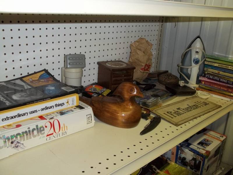 Books, coasters, iron, steamer, dcor items and ext�