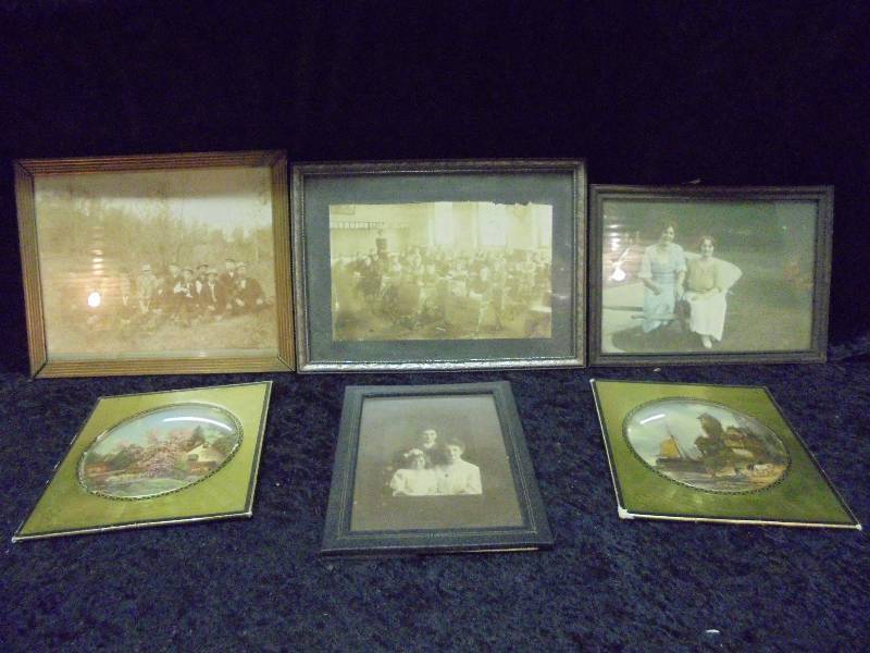 lot 46 image: Lot - Vintage BlackWhite Photos, Curved Glass Pictures