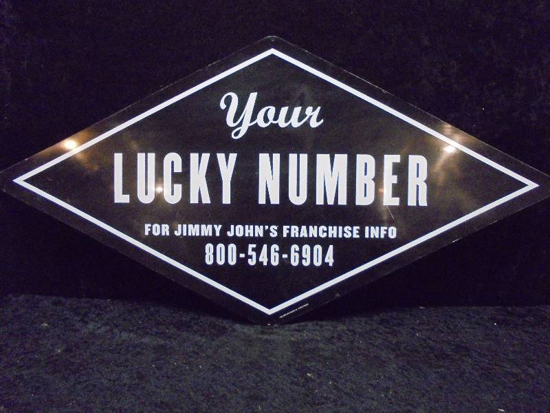 lot 85 image: Jimmy Johns Lucky Number, 2004, Metal, 40x20