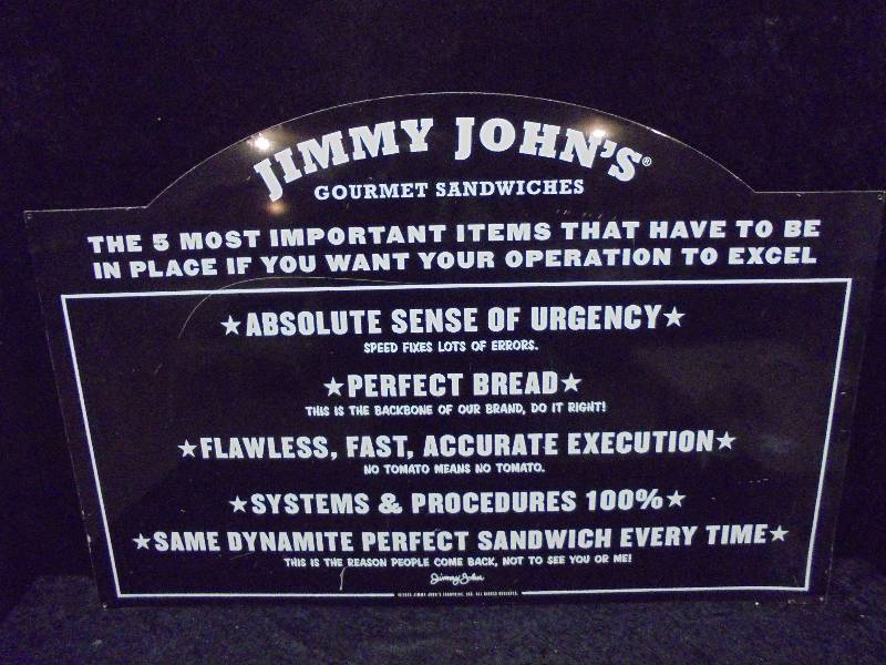 lot 88 image: Jimmy Johns Gourmet Sandwiches, 2005, Metal, 36x17