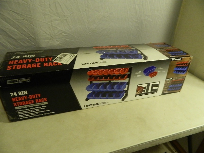 lot 17 image: New 24 Bin Heavy Duty Storage Rack