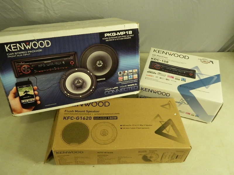 lot 38 image: New Kenwood Car Stereo and Speakers
