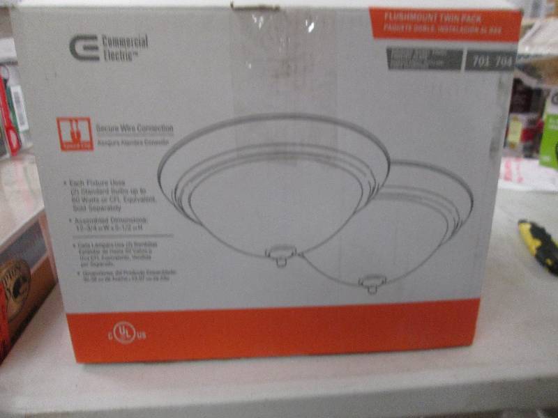 lot 15 image: commercial electric flushmount twin...