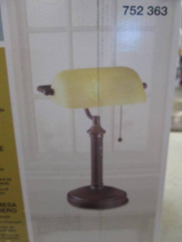 lot 29 image: Hampton Bay bankerrs table lamp ope...