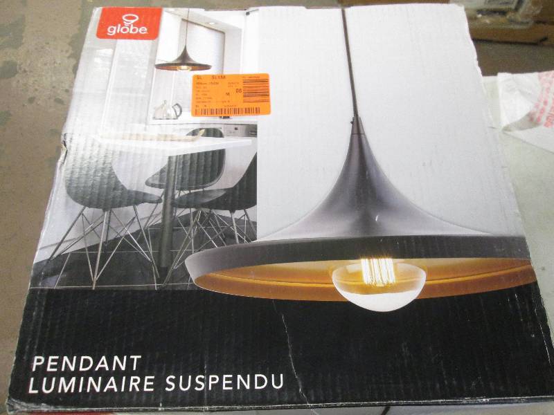 lot 92 image: globe pendant light fixture open bo...