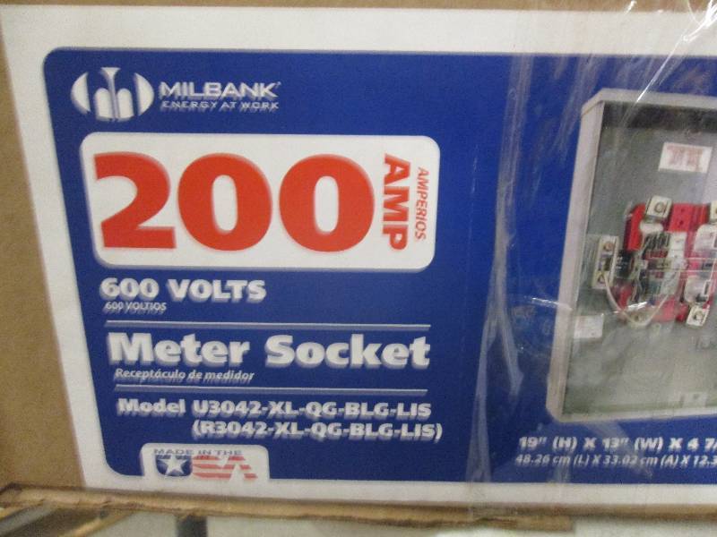 lot 224 image: milbank 200 amp meter socket open b...