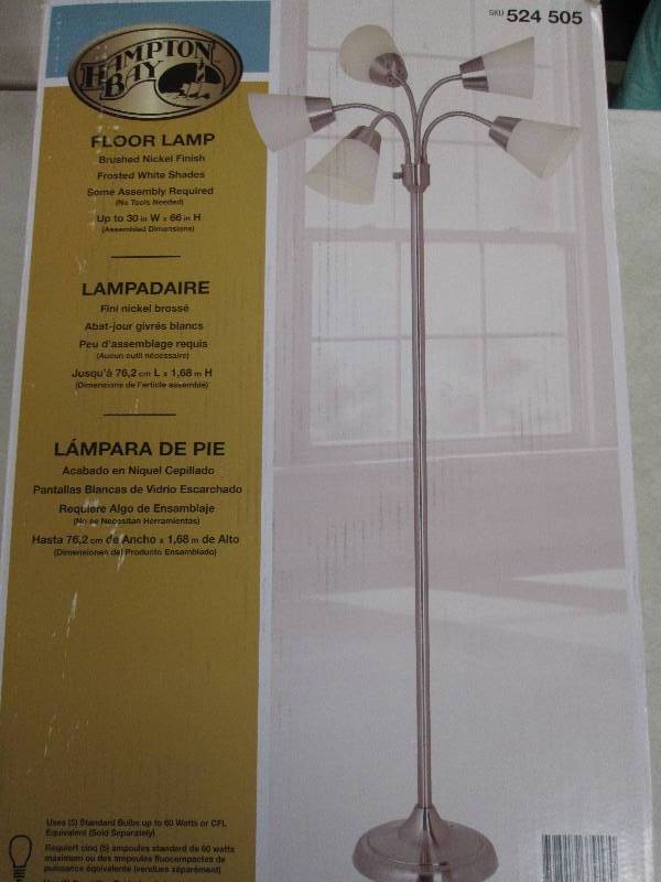 lot 230 image: hampton bay 5 light floor lamp brus...