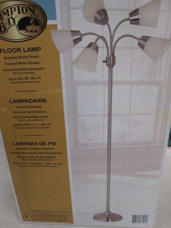 lot 233 image: hampton bay 5 light floor lamp brus...