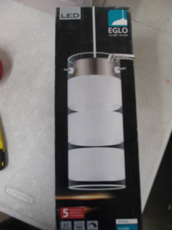 lot 313 image: elgo LED ceiling pendant satin nick...