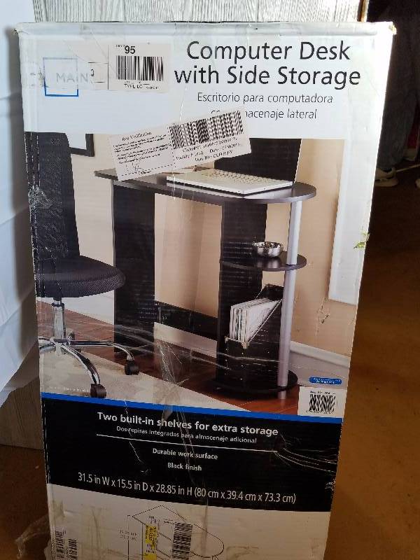 computer desk with side storage
