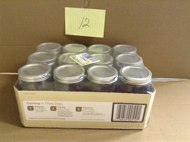 lot 12 image: Box of 12 Kerr Canning Jars Never used