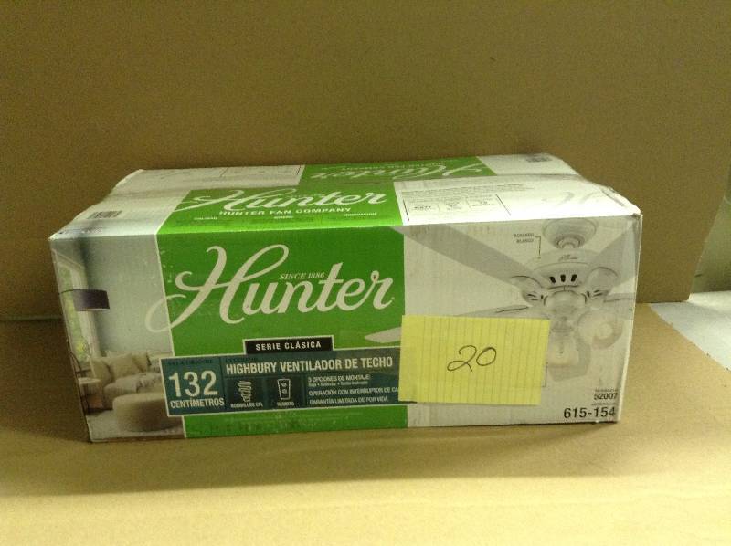 lot 20 image: Hunter Highbury 52 in Ceiling Fan Never Used