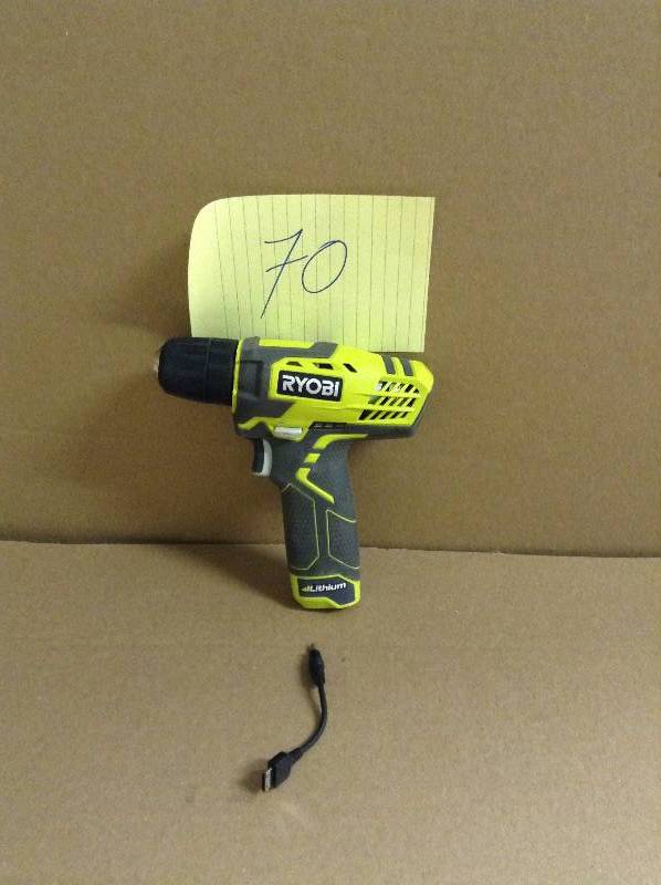 lot 70 image: Ryobi 8-Volt Lithium-Ion Drill Kit Never Used