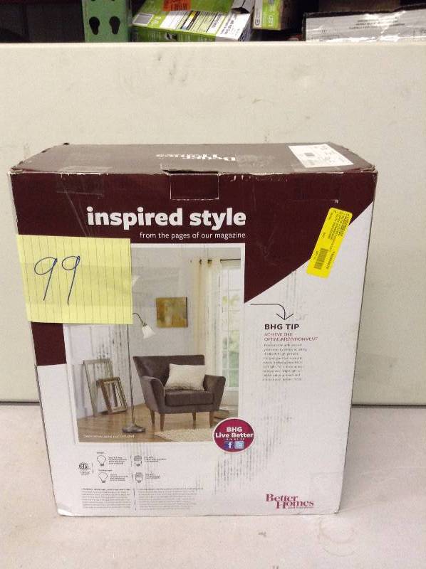 lot 99 image: Better Homes and Garden Floor Lamp with reader light