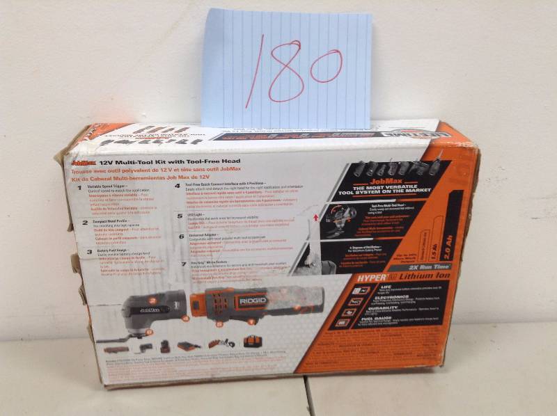 lot 180 image: Ridgid JobMax 12v Multi Tool Kit with Tool Free Head