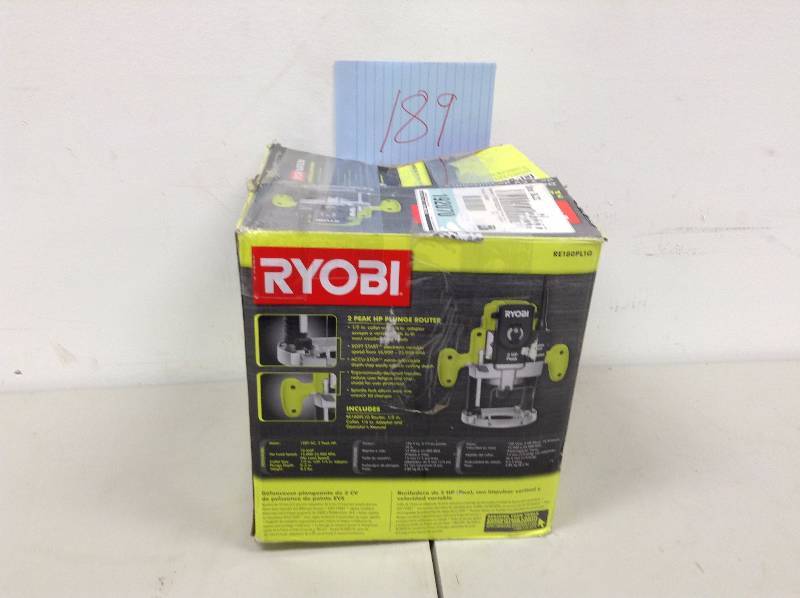 lot 189 image: Ryobi 2 Peak HP EVS Plunge Router Never Used