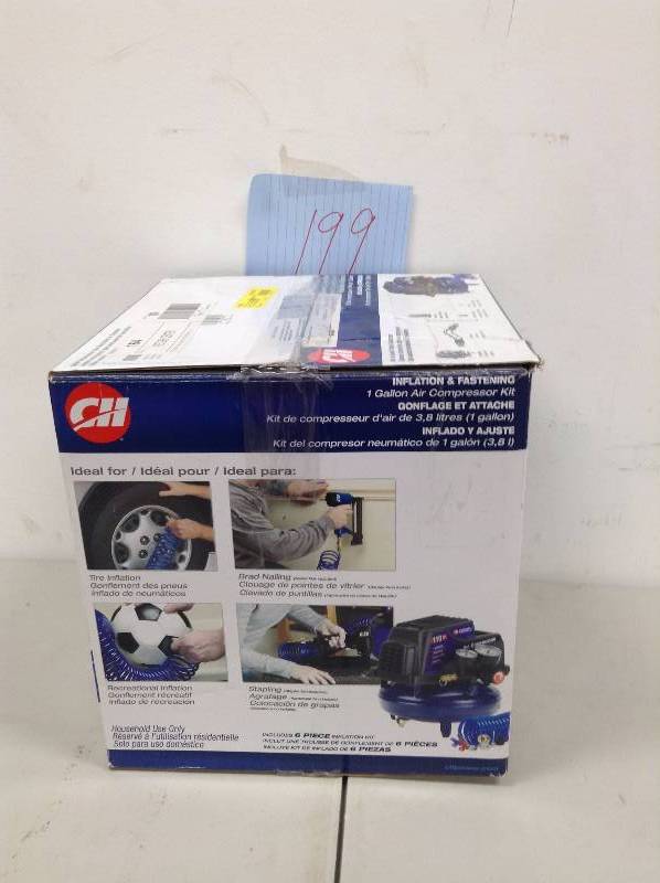 lot 199 image: CH Inflation and Fastening 1 Gal Air Compressor