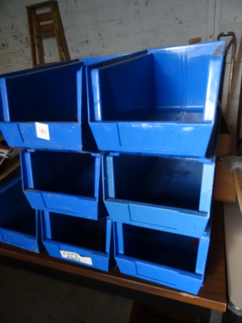 lot 104 image: 7 Plastic Hardware Bins 8 X 15 X 6