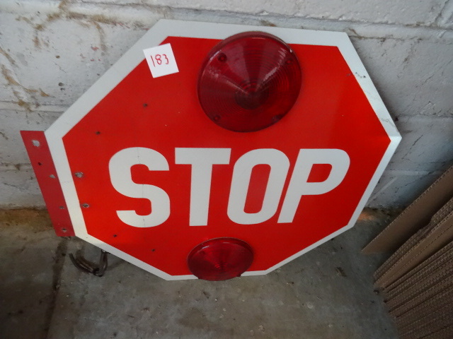 lot 183 image: Bus Stop Sign with 2 Red Lights