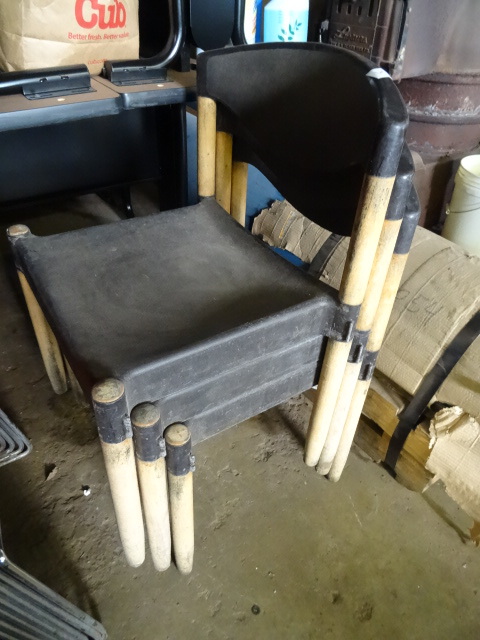 lot 3 image: 3 Wood Framed Stack Chairs