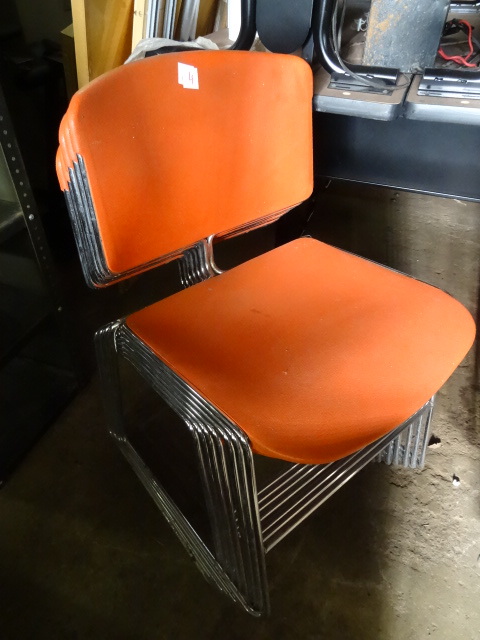 lot 4 image: 7 Metal Framed Stack Chairs