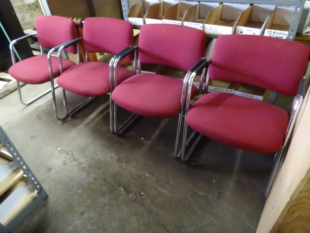 lot 34 image: 4 Matching Metal Framed Stack Chairs