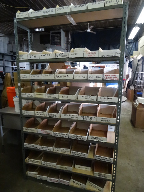 lot 37 image: Slide N Lock Shelving Unit Cardboard Bins
