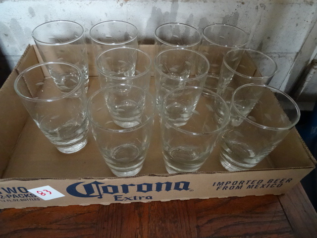 lot 83 image: 11 Etched Water Glasses