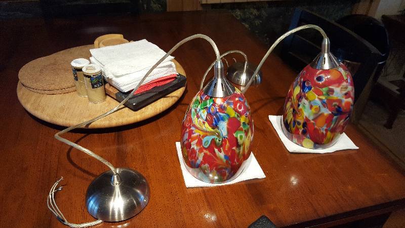 Lot of (2) Murano Style 1960s Blown Glass hanging lights