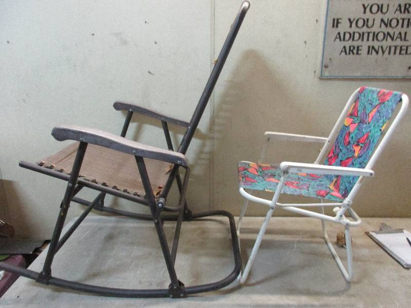 lot 16 image: 3 outdoor chairs  2 rocking 1 regular