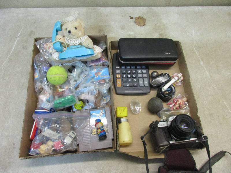 lot 25 image: kids toys cannon AE-1 camera norelco shaver misc stuff