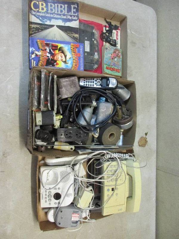 lot 26 image: misc stuff - electrical phones 3 boxes