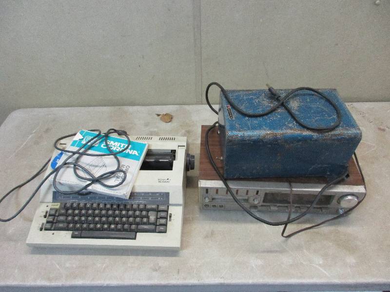 lot 34 image: typewriter  stereo receiver bogen music equipment