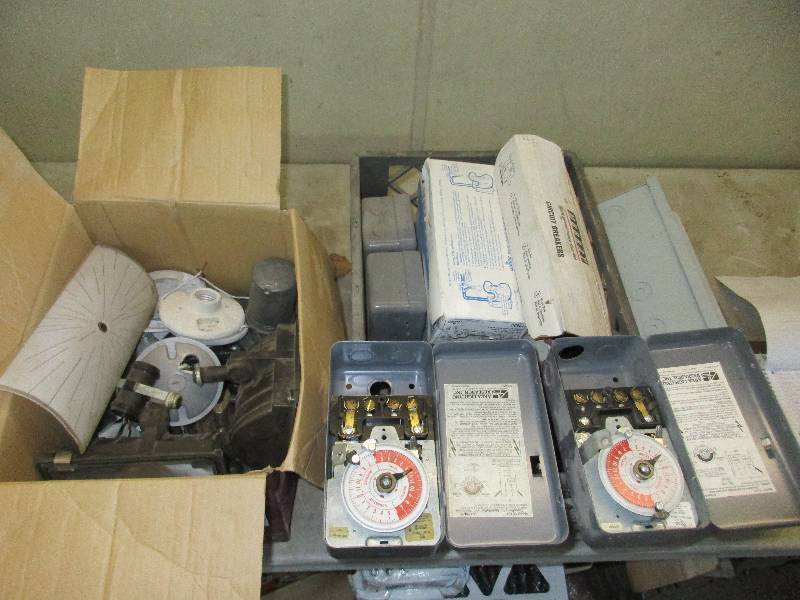lot 79 image: misc electrical timers, switches, and breakers
