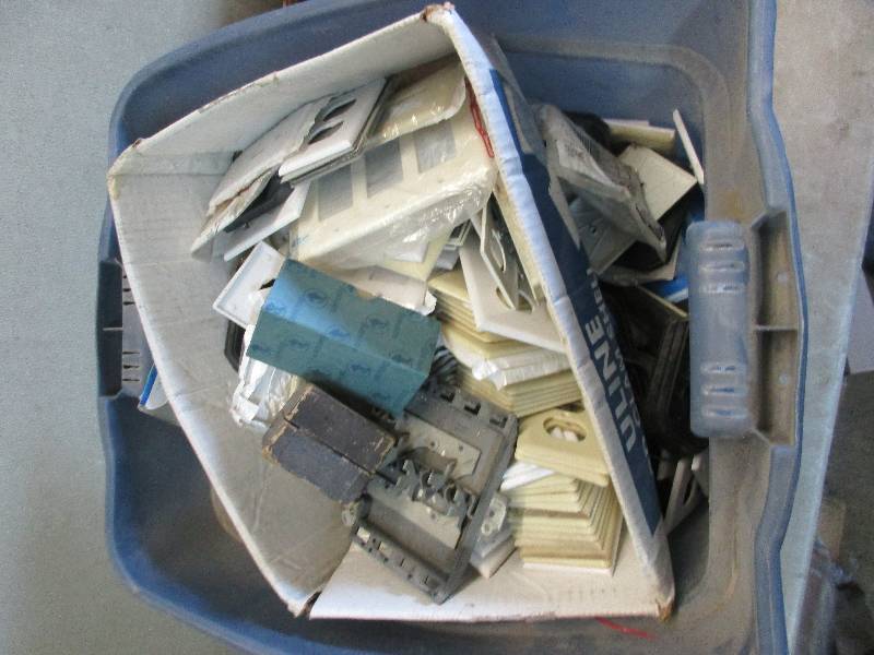 lot 104 image: tote of electrical covers