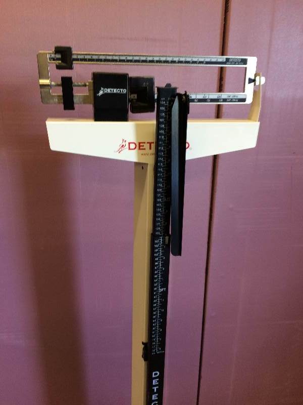 lot 32 image: Retails New $230 Detecto 449 Physician Mechanical Beam Scale w Height Rod - Excellent Condition