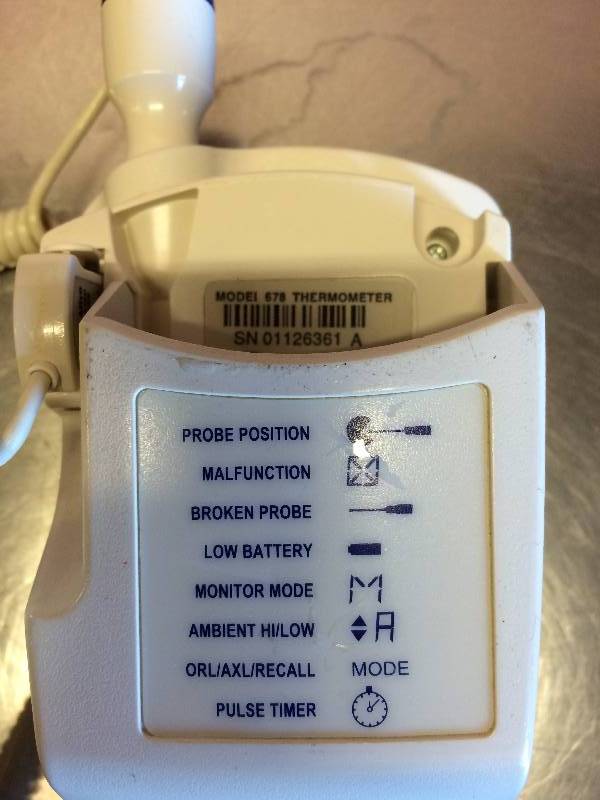 lot 55 image: Retails Used $72.00 Welch Allyn SureTemp 678 Digital Thermometer With Probe And Wall Mount - Excellent Condition - White