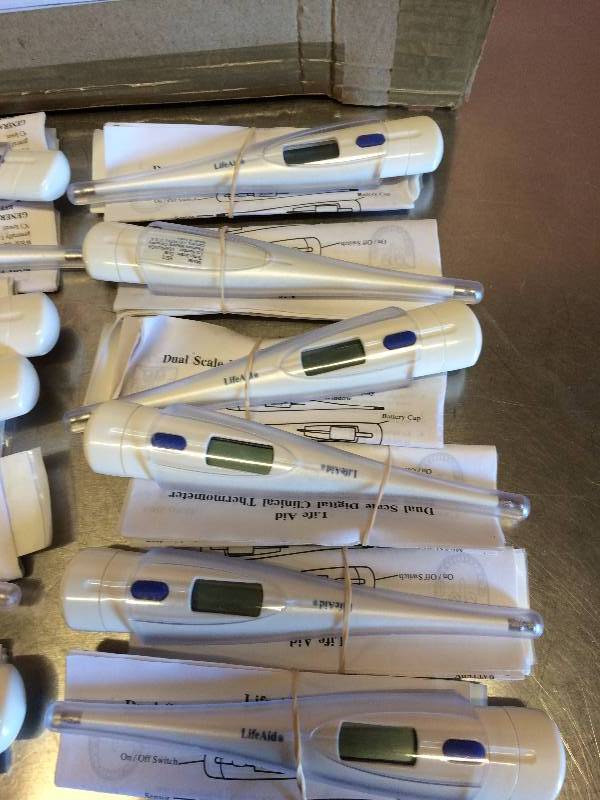 lot 59 image: 12 New In Package Life Aid Dual Scale Digital Clinical Thermometers
