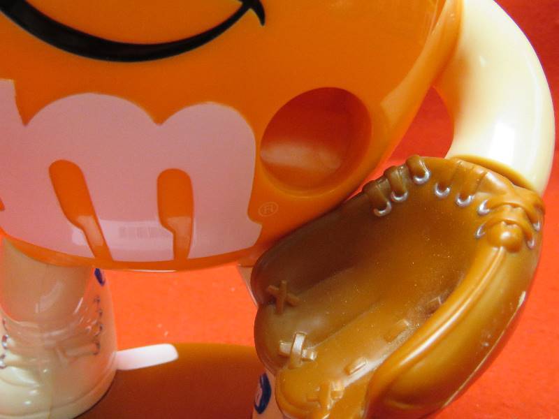 *No Hat- Vintage M&M Orange MLB Baseball Plastic Candy Dispenser