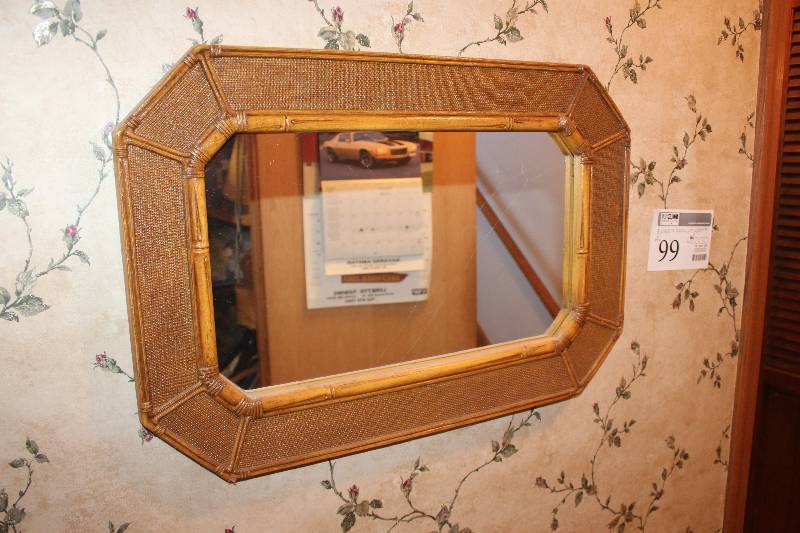 lot 99 image: Lot of (2) Wall Decorations Including 1) Framed Wall Mirror AND 1) Signed Screech by Richard Wall Art