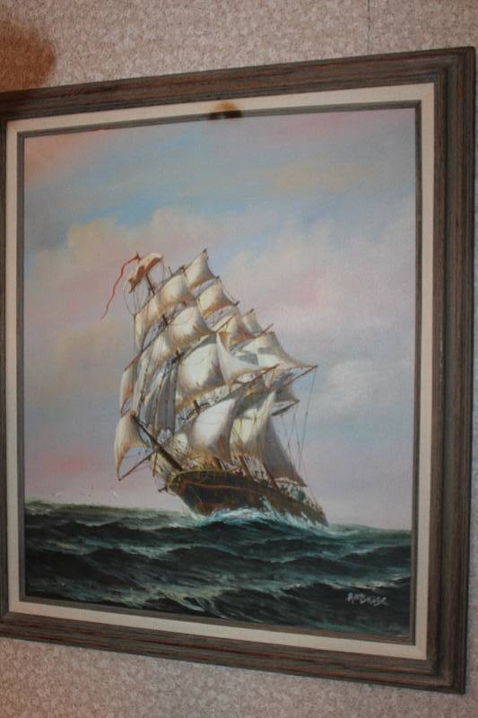 lot 91A image: Ship Signed by Ambrose Framed Wall Art
