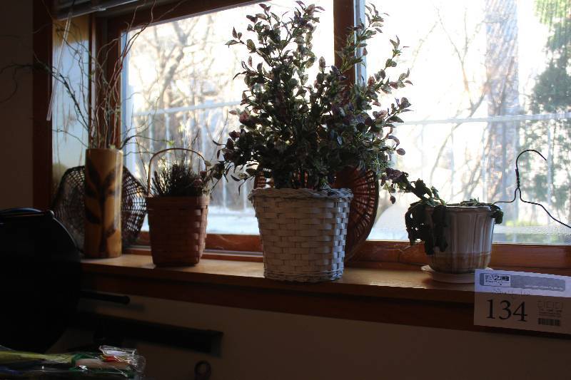 lot 134 image: Shelf Lot of Decorative Planters