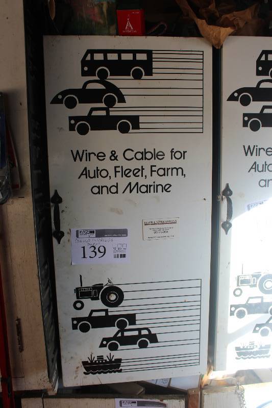 lot 139 image: Cabinet & Contents Including Hardware, Automotive Supplies, And More