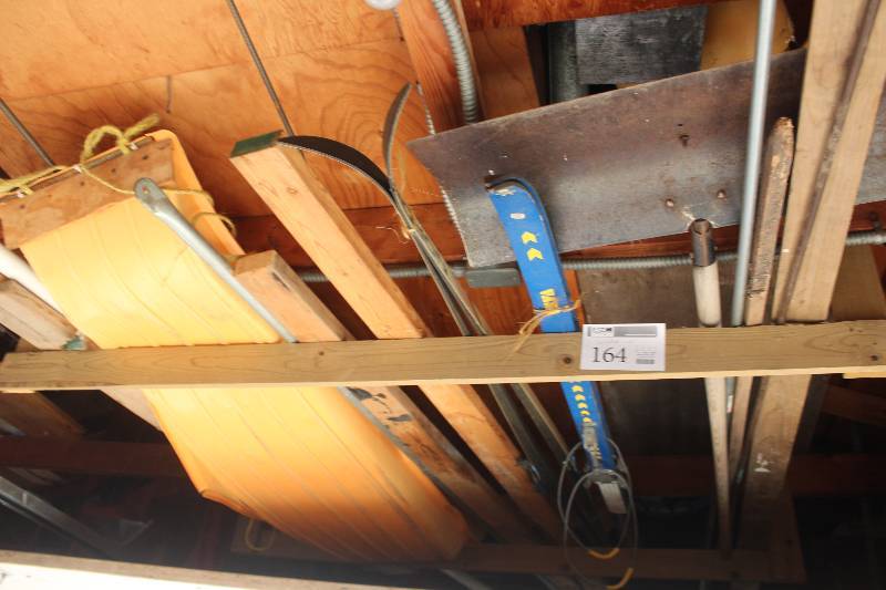 lot 164 image: Lot of Winter Equipment Including Shovels, Skis, And More