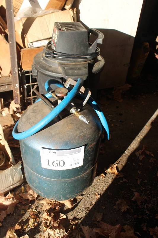 lot 160 image: Air Compressor & Craftsman 6-Gallon Wet Dry Shop Vac