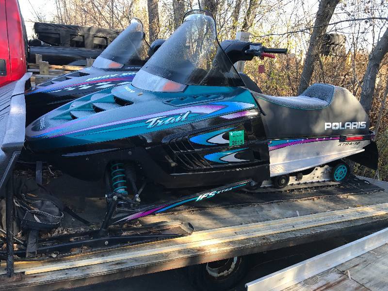 lot 1 image: (2) Polaris Snowmobiles & Trailer Package