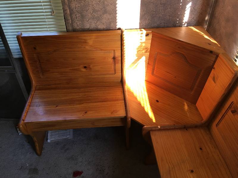 lot 223 image: Solid Wood Corner Dining Set Table Chair Booth