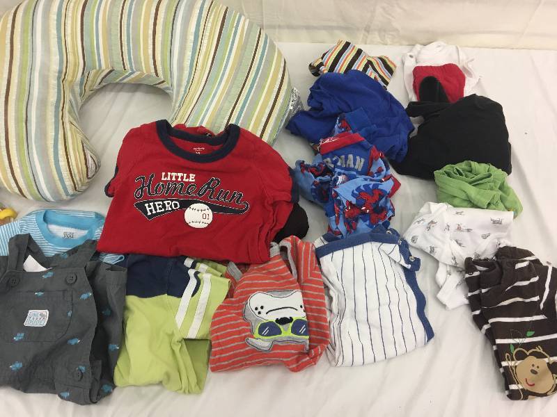 lot 72 image: lot of baby clothing,baby crib skirt