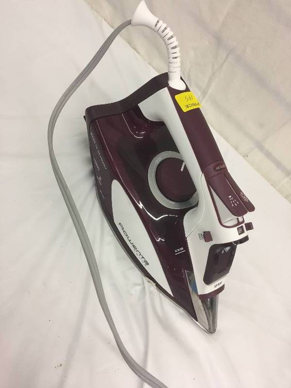 lot 145 image: Rowenta DW5080 Focus 1700-Watt Micro Steam Iron Stainless Steel Soleplate with Auto-Off, 400-Hole, Brown  retail $99