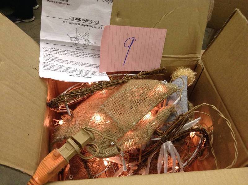 lot 9 image: Home Asccents 18 in. Pre-Lit Burlap Birds